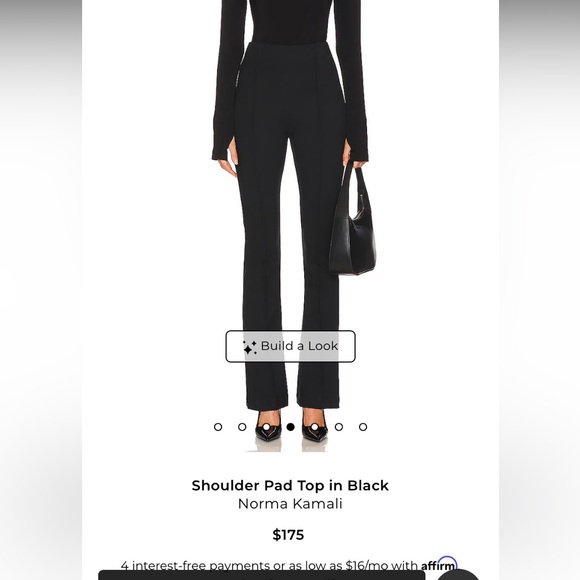 Norma Kamali shoulder pad elastic Black Long-Sleeve Top with thumbholes - Picture 2 of 8